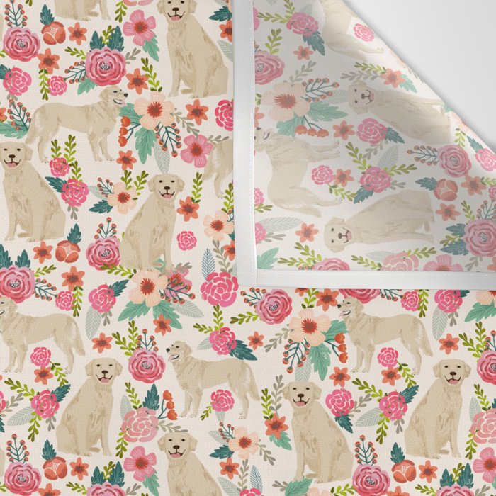 Golden retrievers must have florals cream pastel gender neutral dog art cute pet portraits labrador Wall Tapestry Gallery Image 3