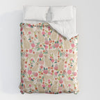 Golden retrievers must have florals cream pastel gender neutral dog art cute pet portraits labrador Duvet Cover Gallery Image 6