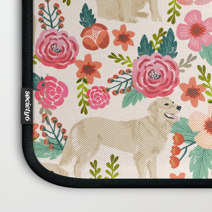Golden retrievers must have florals cream pastel gender neutral dog art cute pet portraits labrador Laptop Sleeve Gallery Image 3