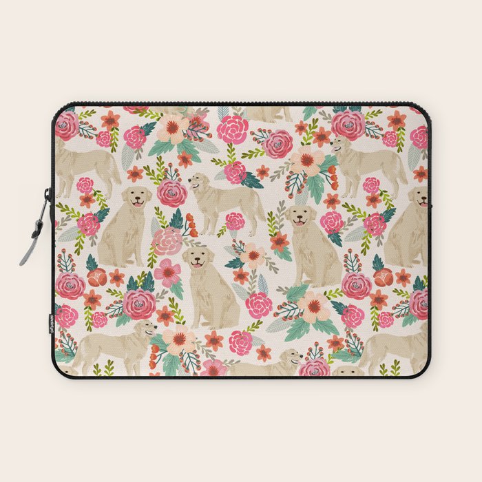 Golden retrievers must have florals cream pastel gender neutral dog art cute pet portraits labrador Laptop Sleeve Gallery Image 1