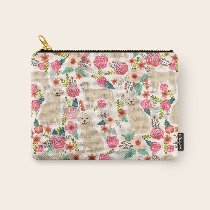 Golden retrievers must have florals cream pastel gender neutral dog art cute pet portraits labrador Carry All Pouch Gallery Image 1