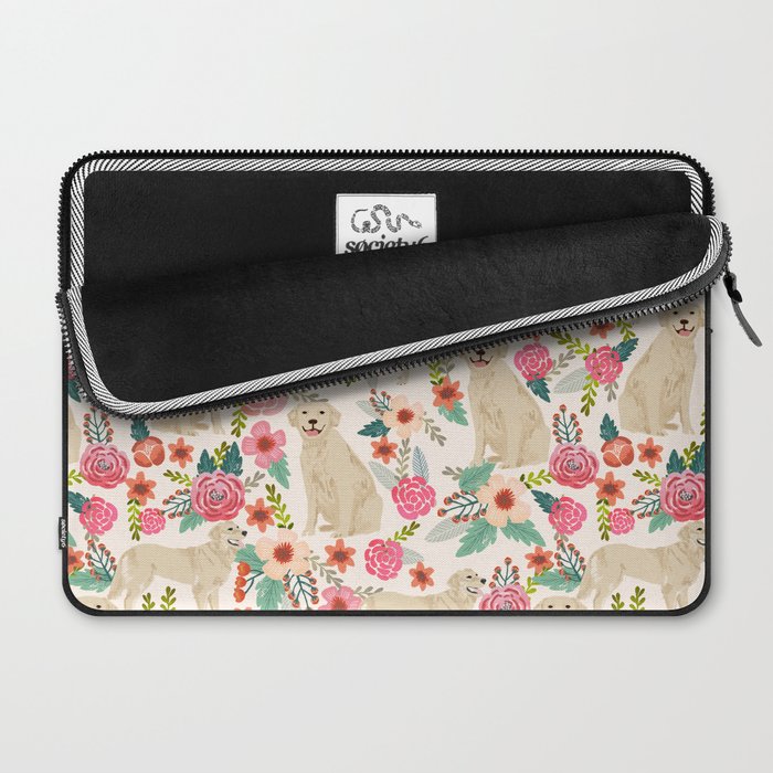 Golden retrievers must have florals cream pastel gender neutral dog art cute pet portraits labrador Laptop Sleeve Gallery Image 2