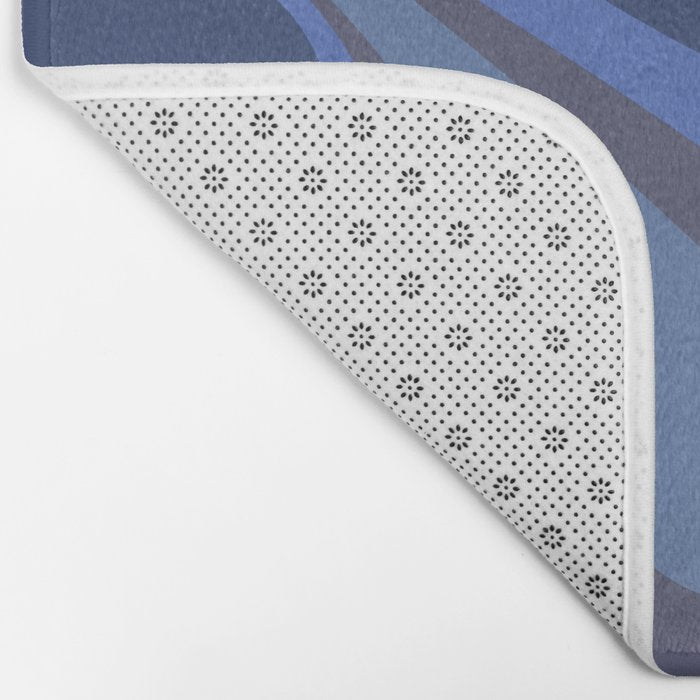 Mod Swirl Retro Abstract Pattern Blues on Blue  Bath Mat Gallery Image 2