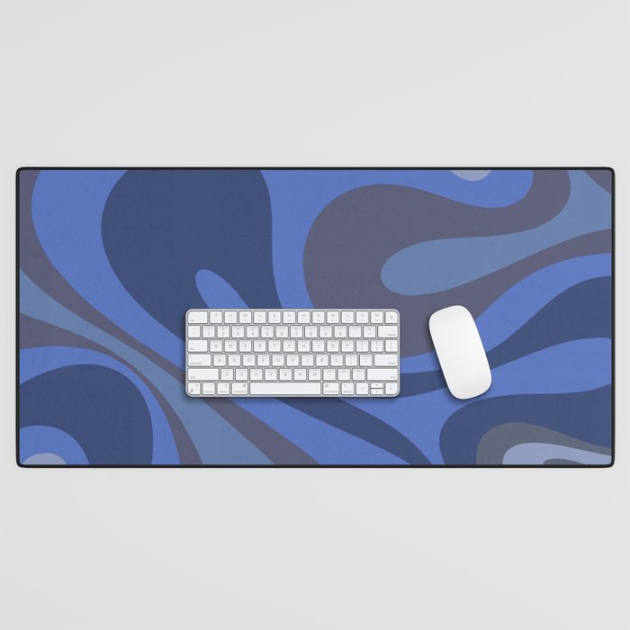 Mod Swirl Retro Abstract Pattern Blues on Blue  Desk Mat Gallery Image 1
