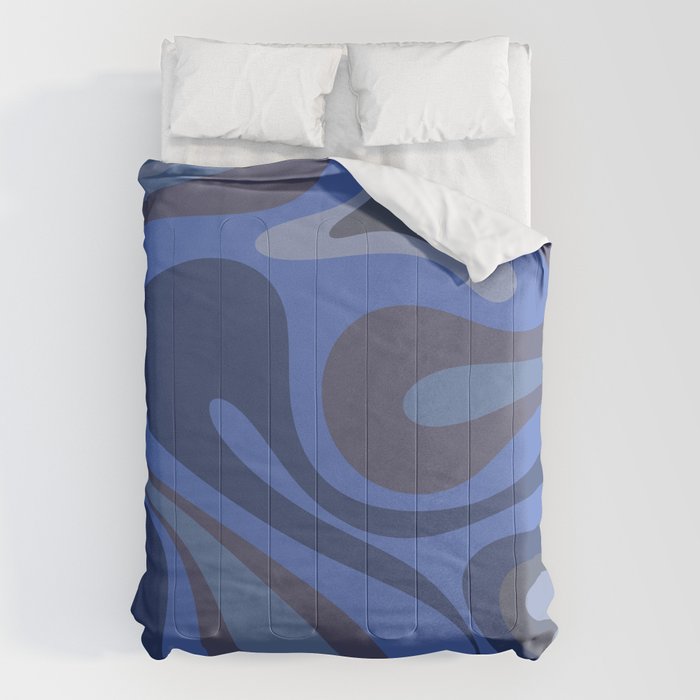 Mod Swirl Retro Abstract Pattern Blues on Blue  Comforter Gallery Image 6