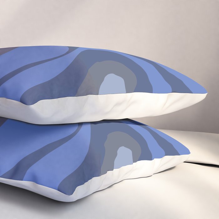 Mod Swirl Retro Abstract Pattern Blues on Blue  Pillow Sham Gallery Image 3