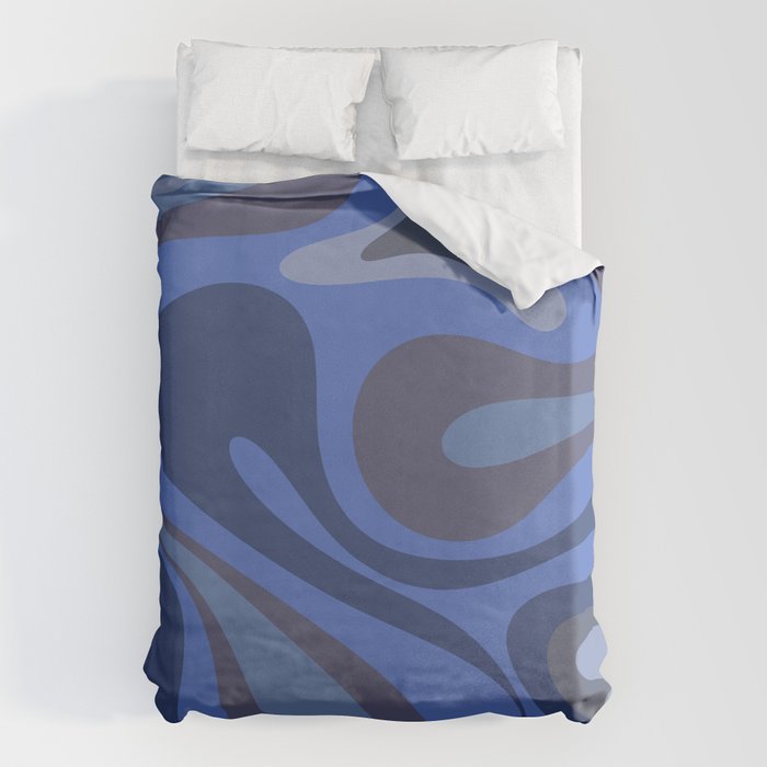 Mod Swirl Retro Abstract Pattern Blues on Blue  Duvet Cover Gallery Image 6
