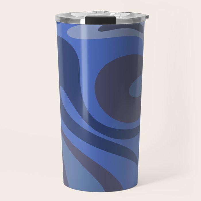 Mod Swirl Retro Abstract Pattern Blues on Blue  Travel Mug Gallery Image 1