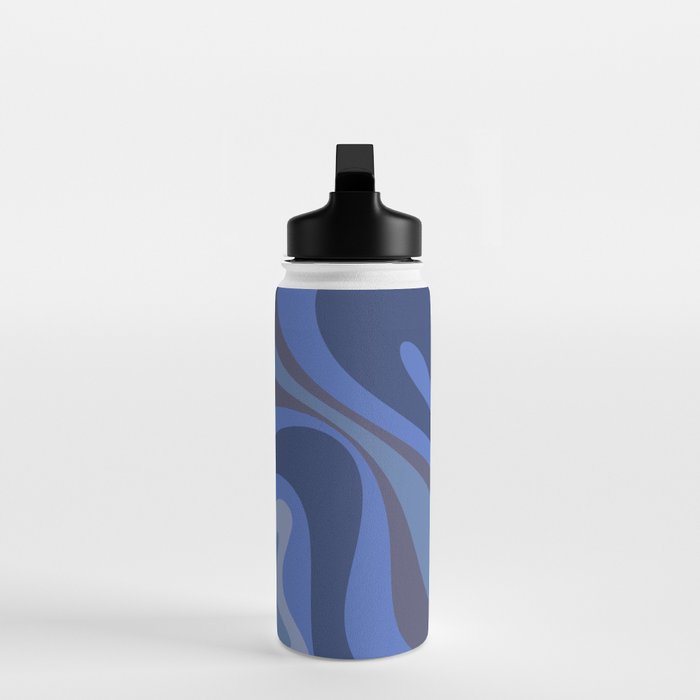 Mod Swirl Retro Abstract Pattern Blues on Blue  Water Bottle Gallery Image 3