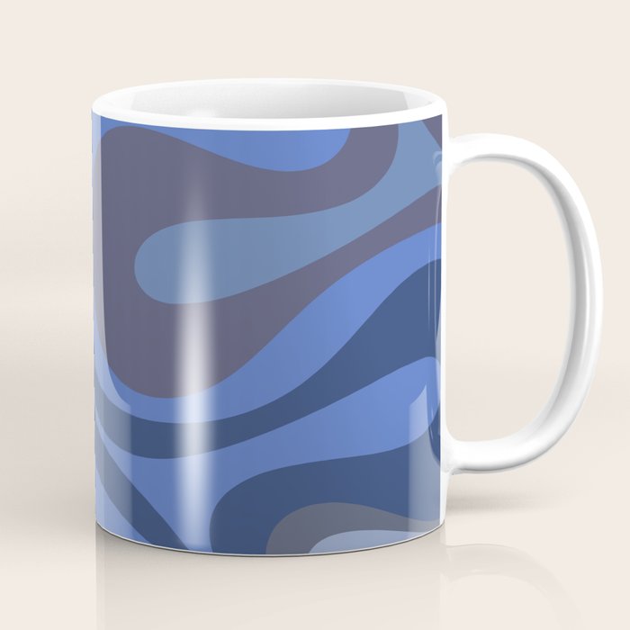 Mod Swirl Retro Abstract Pattern Blues on Blue  Coffee Mug Gallery Image 1