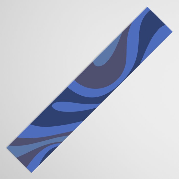 Mod Swirl Retro Abstract Pattern Blues on Blue  Table Runner Gallery Image 3