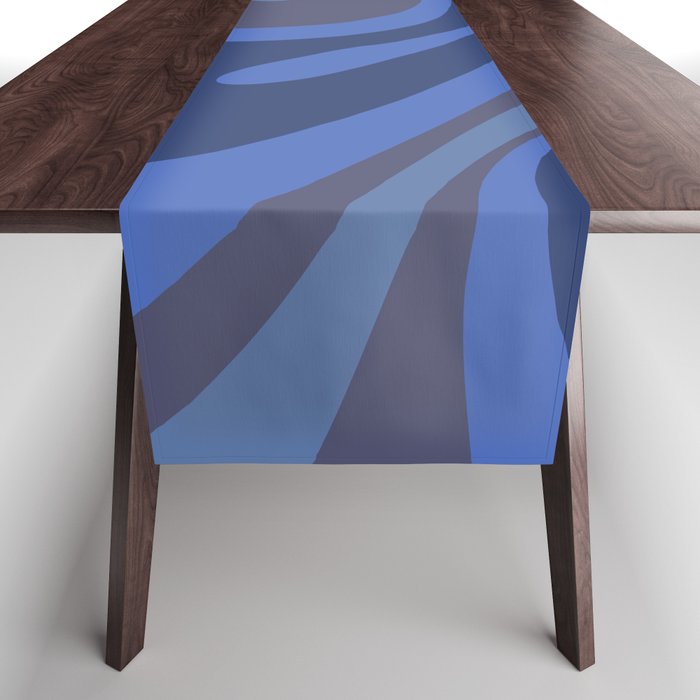 Mod Swirl Retro Abstract Pattern Blues on Blue  Table Runner Gallery Image 1