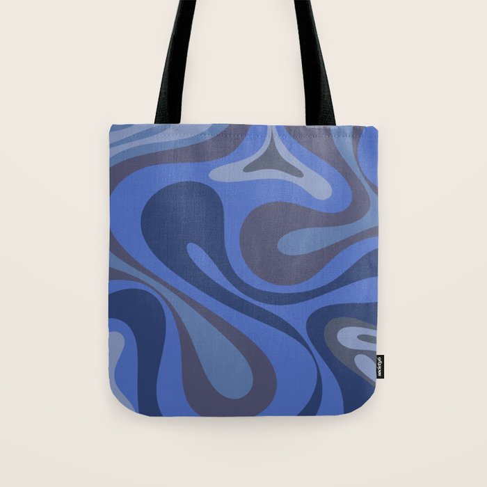 Mod Swirl Retro Abstract Pattern Blues on Blue  Tote Bag Gallery Image 1