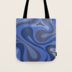Mod Swirl Retro Abstract Pattern Blues on Blue  Tote Bag Gallery Image 1