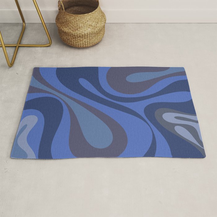 Mod Swirl Retro Abstract Pattern Blues on Blue  Rug Gallery Image 1