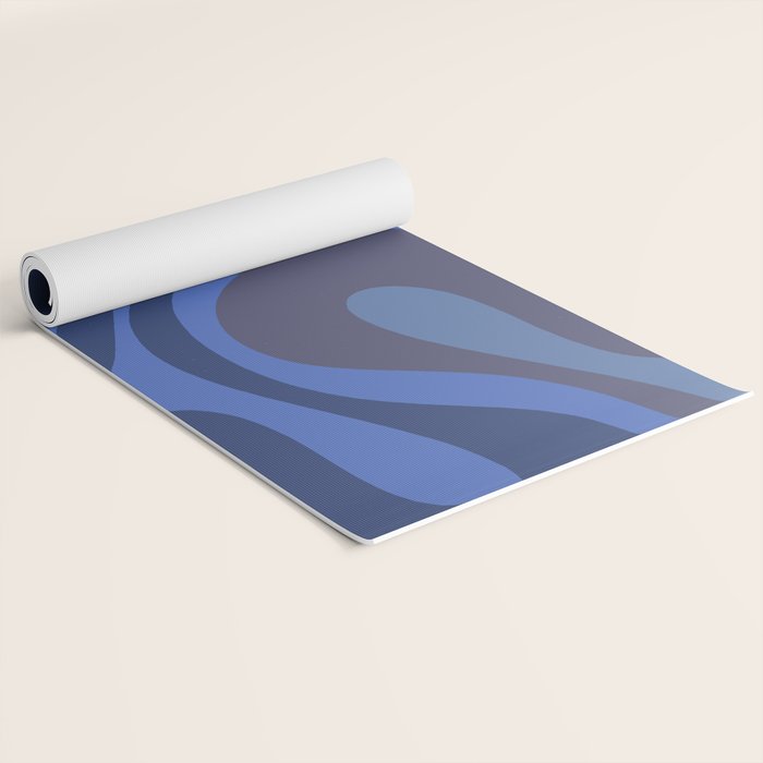 Mod Swirl Retro Abstract Pattern Blues on Blue  Yoga Mat Gallery Image 2