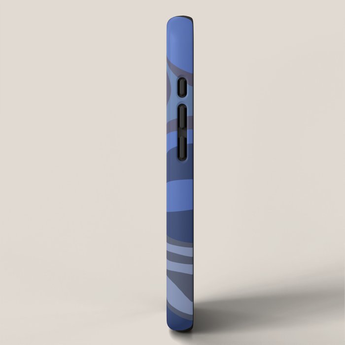 Mod Swirl Retro Abstract Pattern Blues on Blue  iPhone Case Gallery Image 2