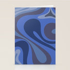 Mod Swirl Retro Abstract Pattern Blues on Blue  Stationery Card Gallery Image 2