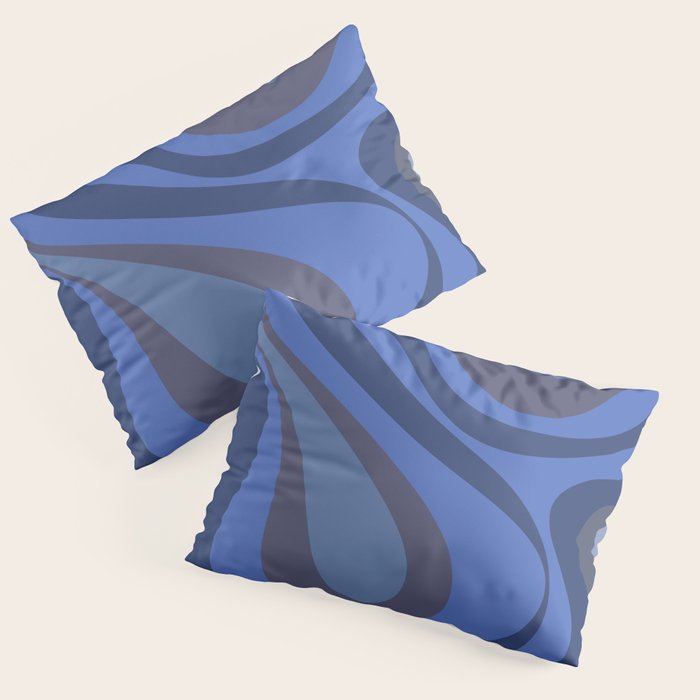Mod Swirl Retro Abstract Pattern Blues on Blue  Pillow Sham Gallery Image 3