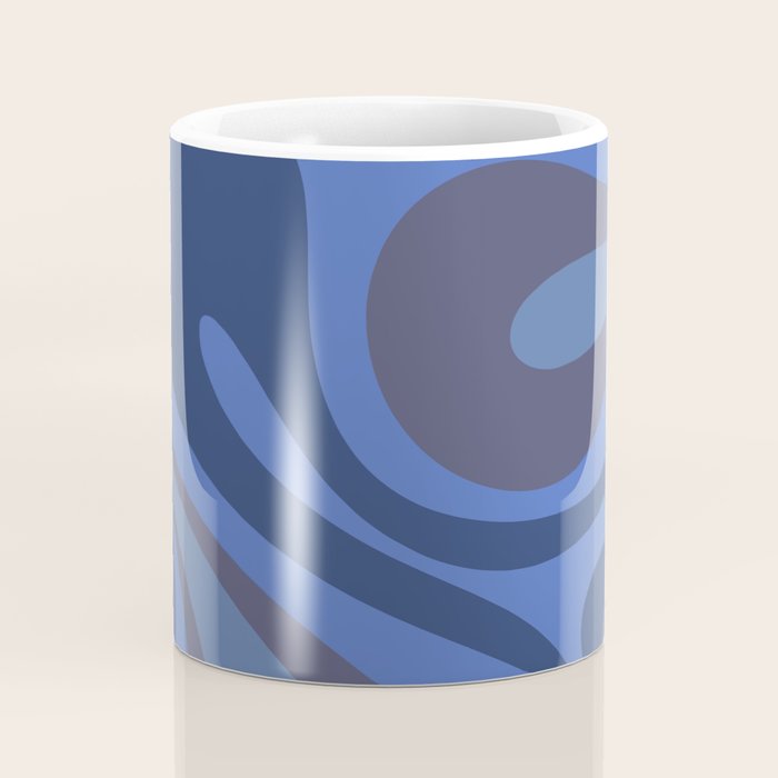 Mod Swirl Retro Abstract Pattern Blues on Blue  Coffee Mug Gallery Image 4