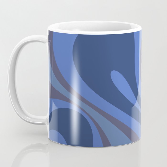 Mod Swirl Retro Abstract Pattern Blues on Blue  Coffee Mug Gallery Image 3