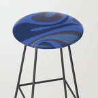 Mod Swirl Retro Abstract Pattern Blues on Blue  Stool Gallery Image 2