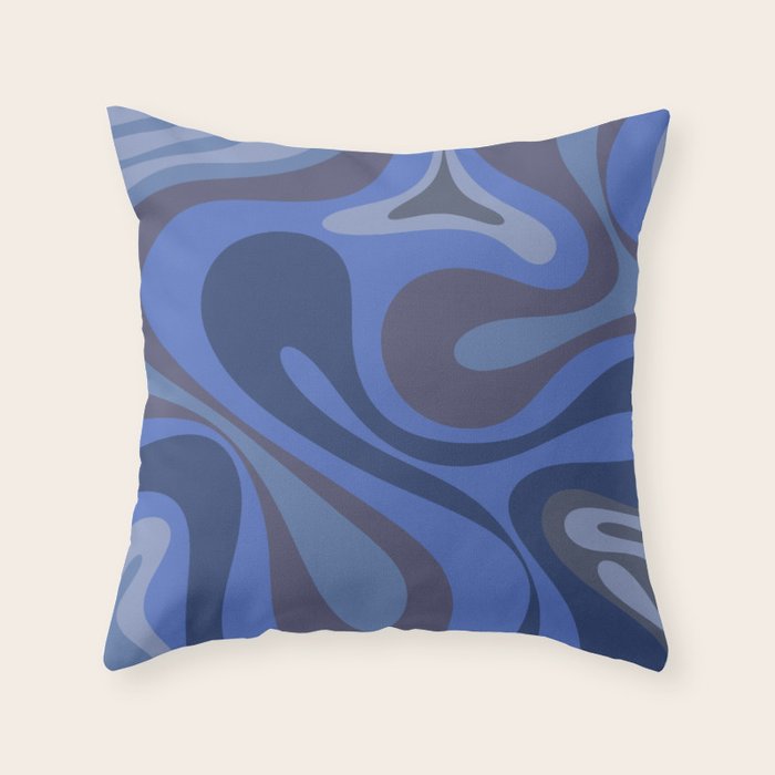 Mod Swirl Retro Abstract Pattern Blues on Blue  Throw Pillow Gallery Image 6