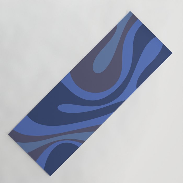 Mod Swirl Retro Abstract Pattern Blues on Blue  Yoga Mat Gallery Image 1