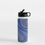 Mod Swirl Retro Abstract Pattern Blues on Blue  Water Bottle Gallery Image 1