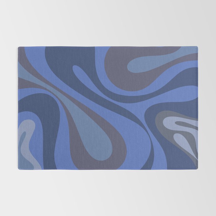Mod Swirl Retro Abstract Pattern Blues on Blue  Rug Gallery Image 2