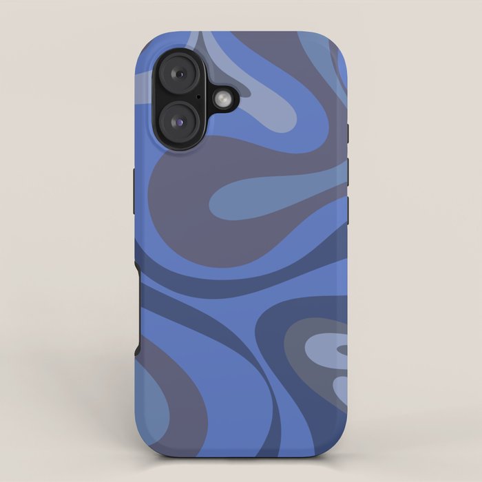 Mod Swirl Retro Abstract Pattern Blues on Blue  iPhone Case Gallery Image 1
