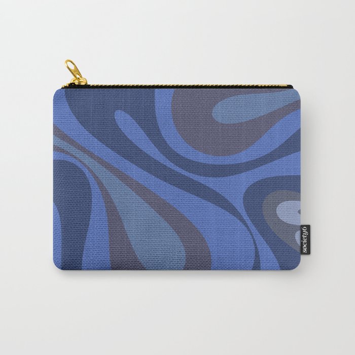 Mod Swirl Retro Abstract Pattern Blues on Blue  Carry All Pouch Gallery Image 1