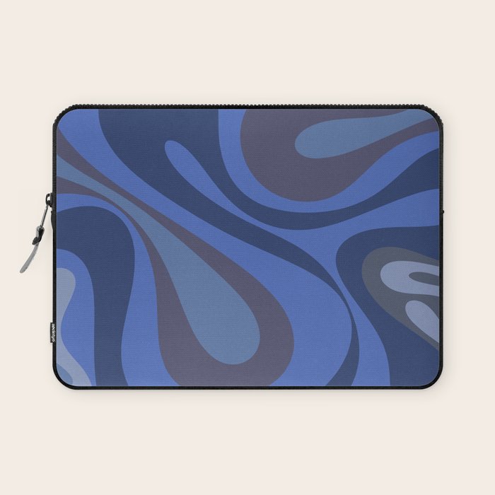 Mod Swirl Retro Abstract Pattern Blues on Blue  Laptop Sleeve Gallery Image 1