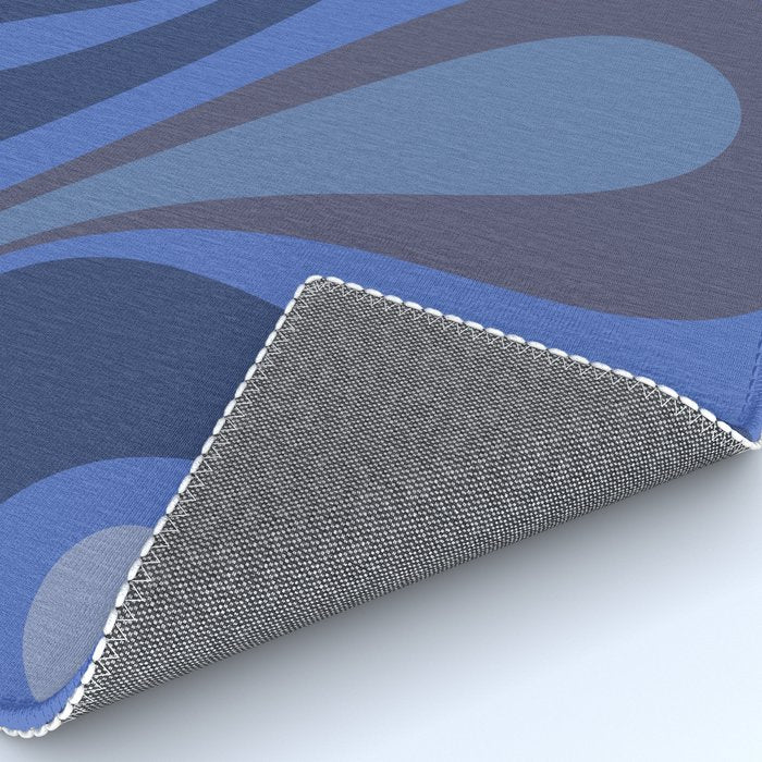 Mod Swirl Retro Abstract Pattern Blues on Blue  Rug Gallery Image 4