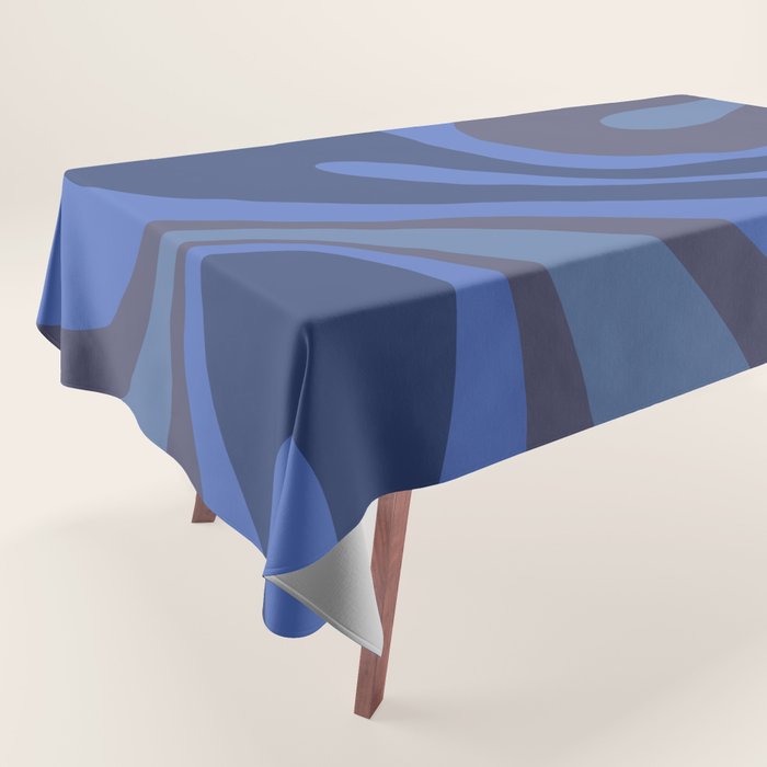 Mod Swirl Retro Abstract Pattern Blues on Blue  Tablecloth Gallery Image 1