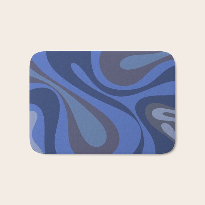 Mod Swirl Retro Abstract Pattern Blues on Blue  Bath Mat Gallery Image 1