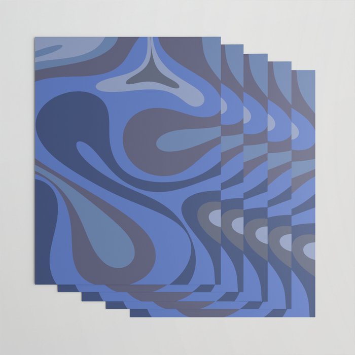 Mod Swirl Retro Abstract Pattern Blues on Blue  Wrapping Paper Gallery Image 3