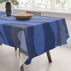 Mod Swirl Retro Abstract Pattern Blues on Blue  Tablecloth Gallery Image 3