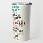 Good vibes quote, more sleep, dreaming, road trips, love, fun, happy life, lettering, laughter Travel Mug Gallery Image 2