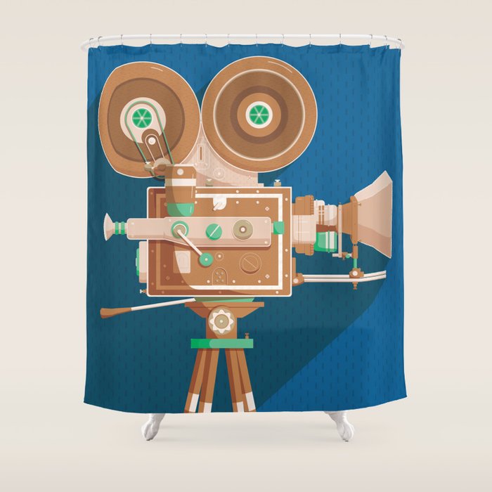 Cine Blue Lens Shower Curtain Gallery Image 1