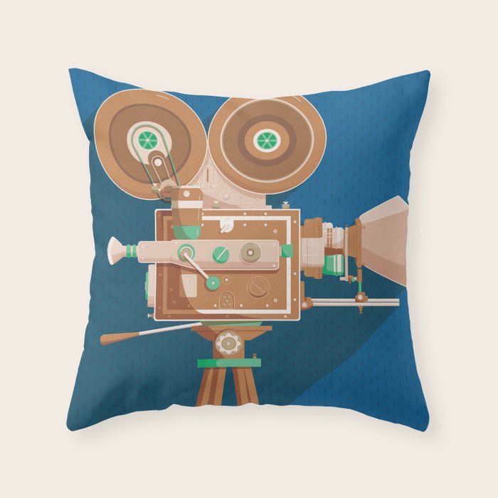 Cine Blue Lens Throw Pillow Gallery Image 1