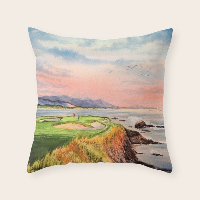 Pebble Beach Golf Course 7th Hole Throw Pillow Gallery Image 6