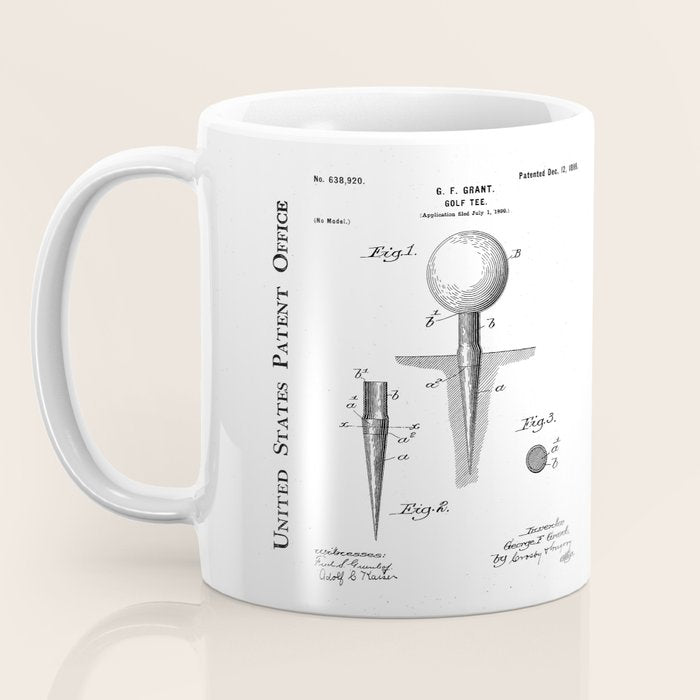 Golf Tee Patent - Golfing Tee Art - Antique Coffee Mug Gallery Image 3