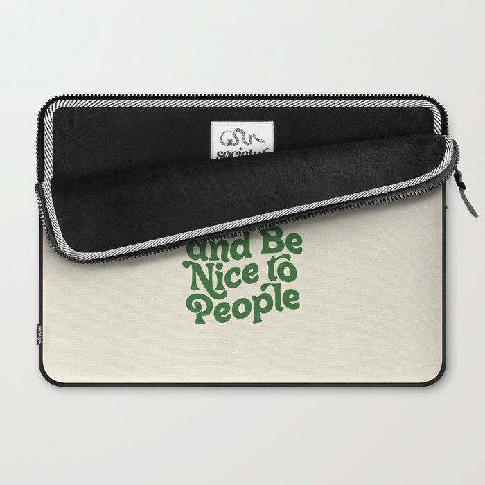 Work Hard and Be Nice to People typography in green Laptop Sleeve Gallery Image 2