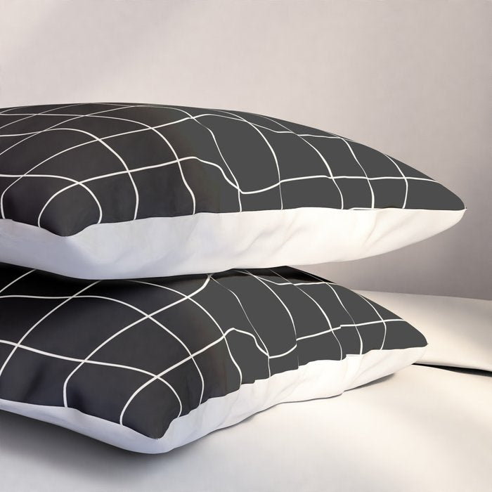 Warp Grid: Midnight Black Edition Pillow Sham Gallery Image 3