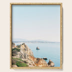 Coast of Lagos, Algarve in Portugal | Bright and airy seascape photography art Serving Tray Gallery Image 1
