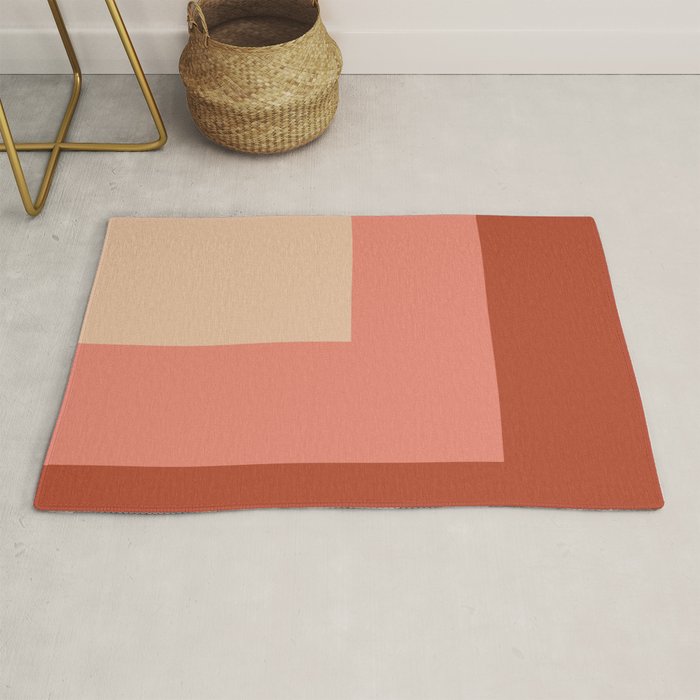 terracotta color block   Rug Gallery Image 1