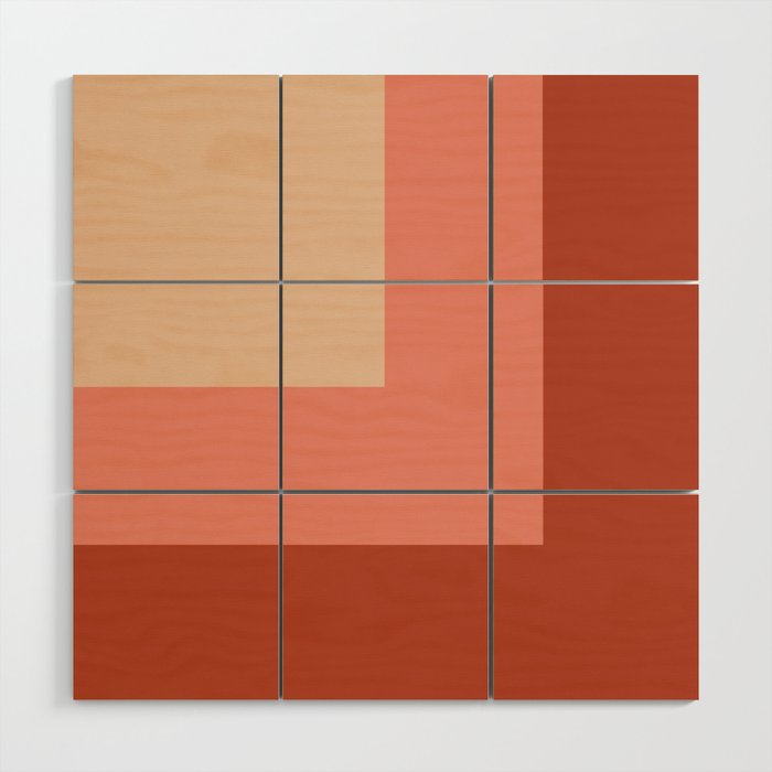 terracotta color block   Wood Wall Art Gallery Image 1