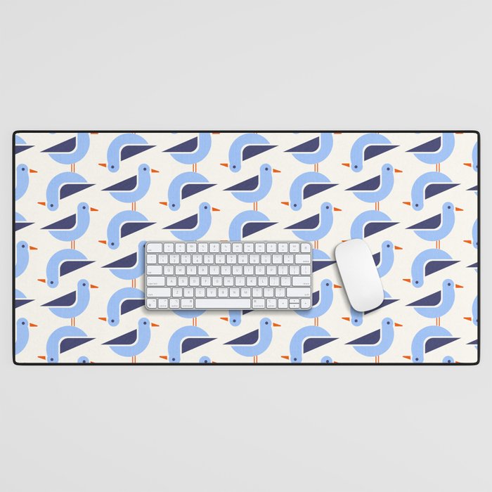 Blue Seagulls Pattern Desk Mat Gallery Image 1