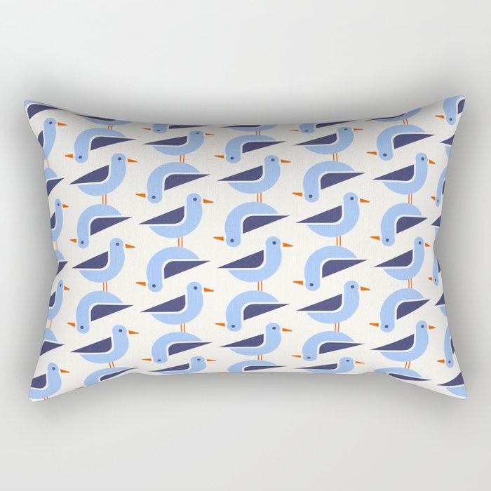 Blue Seagulls Pattern Rectangular Pillow Gallery Image 1